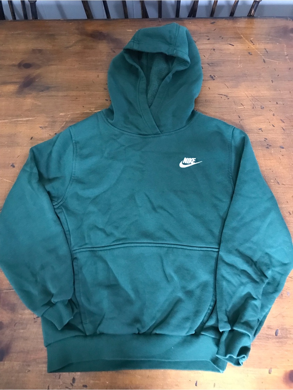 Nike Men’s Dark Green Pullover Hoodie with White Logo